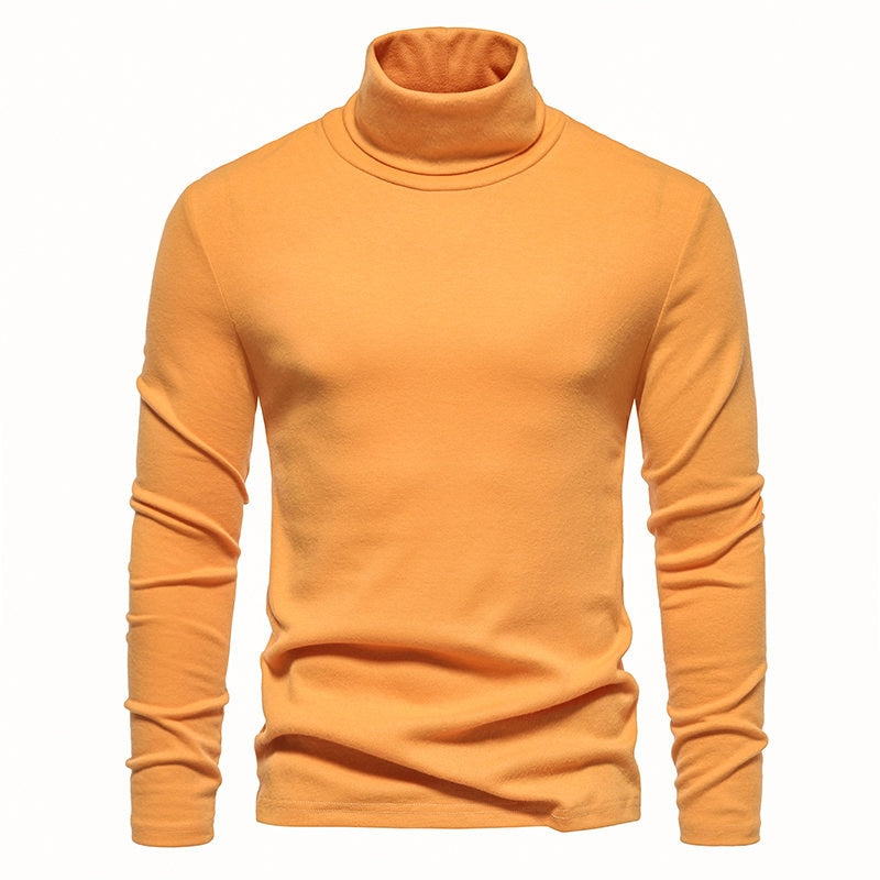 Men‘s Turtleneck Sweater Knitted Pullovers Bottoming Knitwear Fashion Casual Slim Fit Solid Color Stretch Pullover Sweaters Men