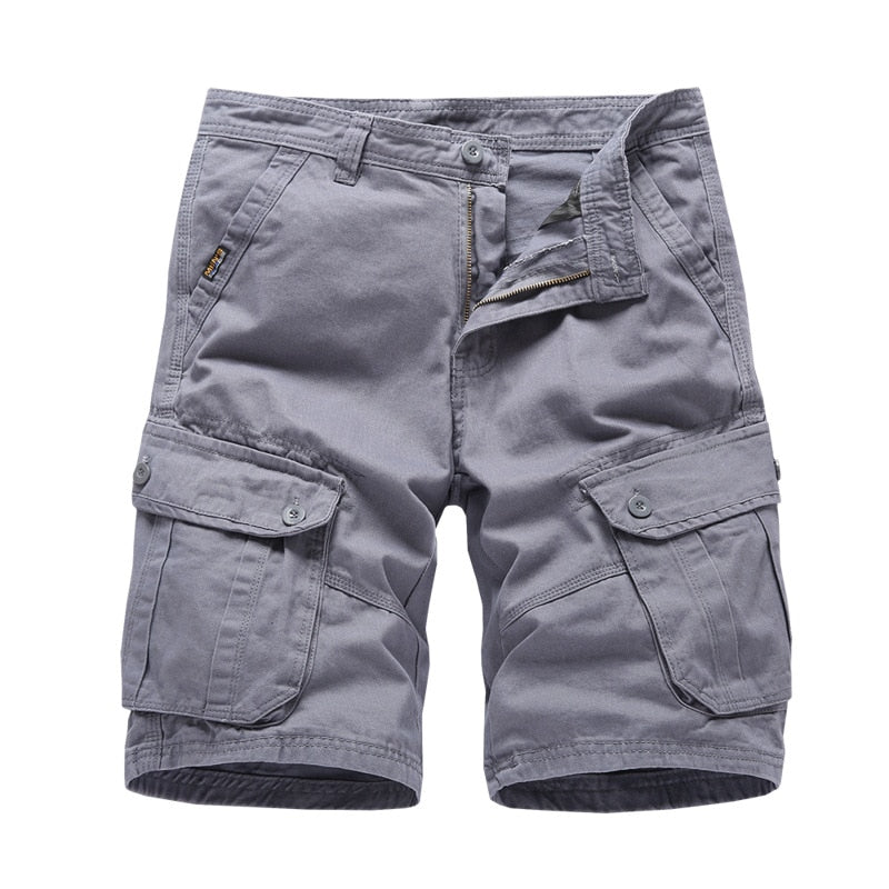 Men Breathable Quick Dry Shorts Hip Hop Knee Length Loose Type Deep Crotch Elastic Waist Straight Multi Pockets Cargo Shorts