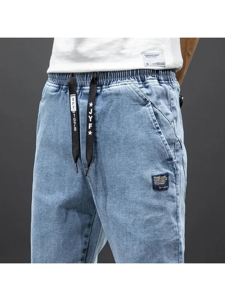 Plus Size 7XL 8XL Spring Summer Cargo Jeans Men Fashion Streetwear Denim Pants Baggy Casual Jogger Harem Jean Trousers Male