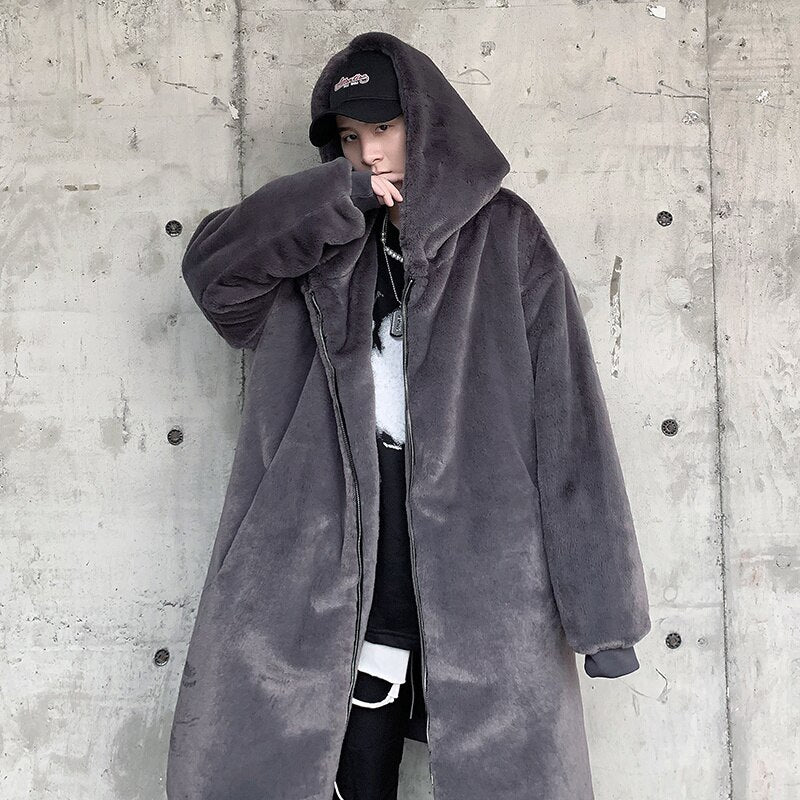 Winter New Lamb Wool Jacket Harajuku Fashion Casual Oversize Pattern Male Thicken Warm Parkas Hip Hop Loose Coat