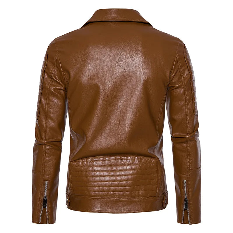 2024 Autumn Winter Men Black Pu Jacket Men Slim Fashion Motorcycle Biker Leather Jacket Male Trendy Handsome Jackets