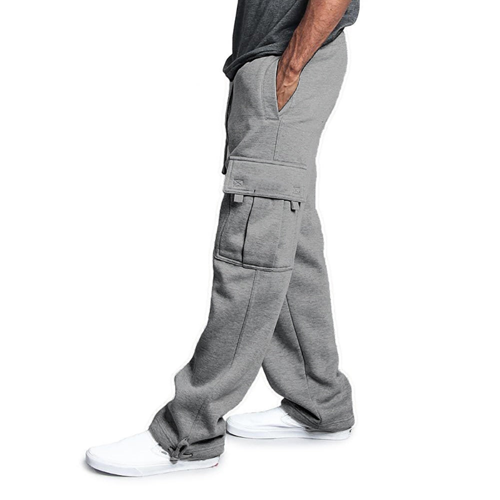 Men Sweatpants Long Pants Loose Sport Fit Jogging Joggers Sweat Pocket Cargo Pants Trousers Plus-size S-4XL