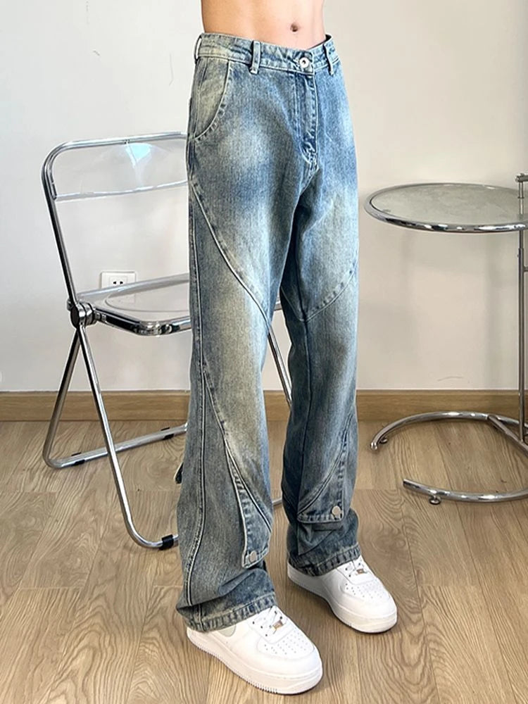 Trousers Light Blue Flared Male Cowboy Pants Straight Jeans for Men Bootcut Harajuku New in High Quality Designer 2024 Fashion