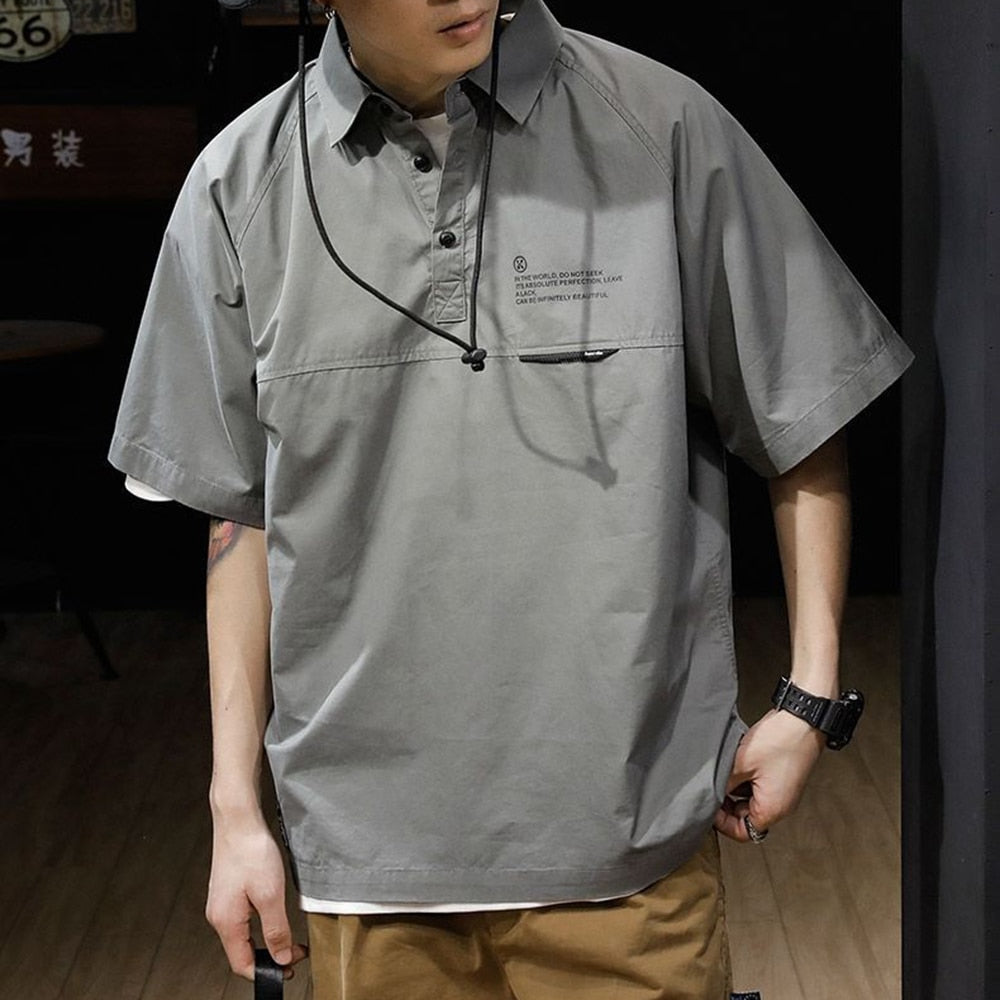 Summer 2023 Retro Men's Short Sleeves Plus Size American Trend Loose Half Sleeves Lapel Casual Polo Shirt Men's T-shirt