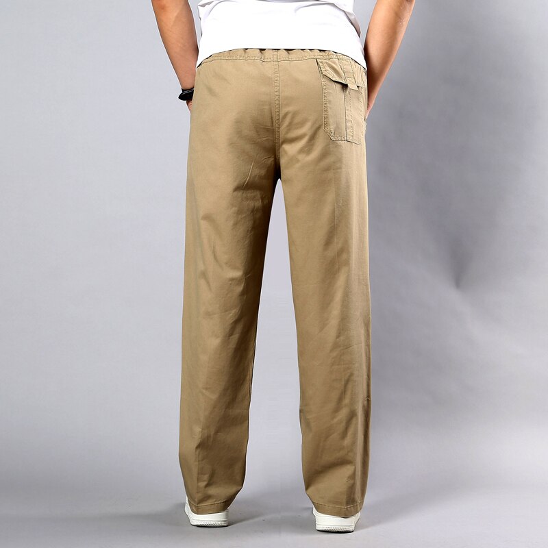 Summer Men's Khaki Pants Large Size Straight Fit Big Sizes 5XL Side Pockets Wide Leg Cotton Black Cargo Pants Work Trousers Male