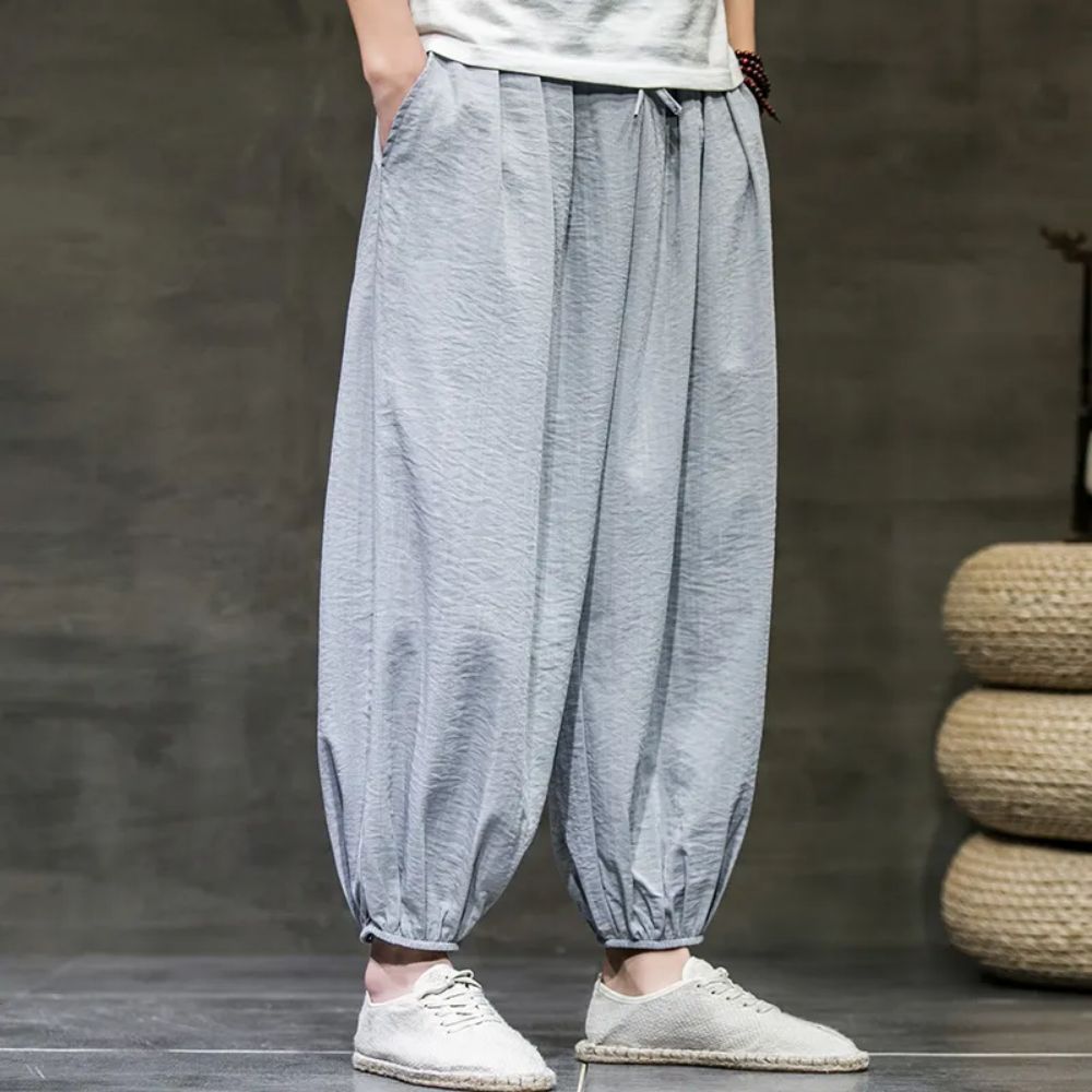 Men Harajuku Harem Pants 2023 Mens Summer Cotton Linen Joggers Pants Male Vintage Chinese Style Sweatpants Fashions Size S-3XL