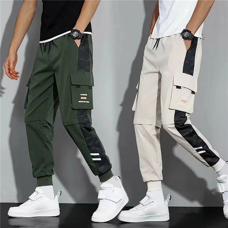 Men Summer Pants Cargo Work Trousers Stretch Waist Loose Multi Pocket Casual Trousers Pants Sports Outdoor Wearing Trousers