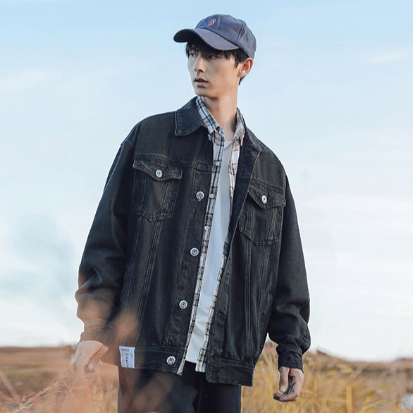 All Match AllSeason Winter Fashion Men's Solid Casual T-Shirts Loose Pockets Denim Jacket Coat Cool Boy Warm Student Sport