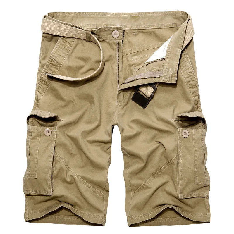 FORUWISH  - New Summer Men Tactical Shorts Multi-Pocket Cotton Male Shorts Cotton Casual New Zipper Straight Man Short Pants