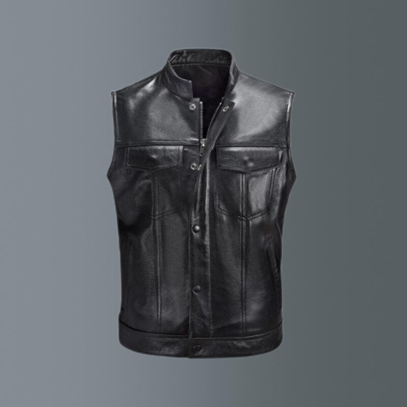 Men 2023 Autumn Fashion PU Leather Vest Jackets Men Motorcycle Slim Fit Waistcoat Male Pocket Zipper Sleeveless Jacket U150