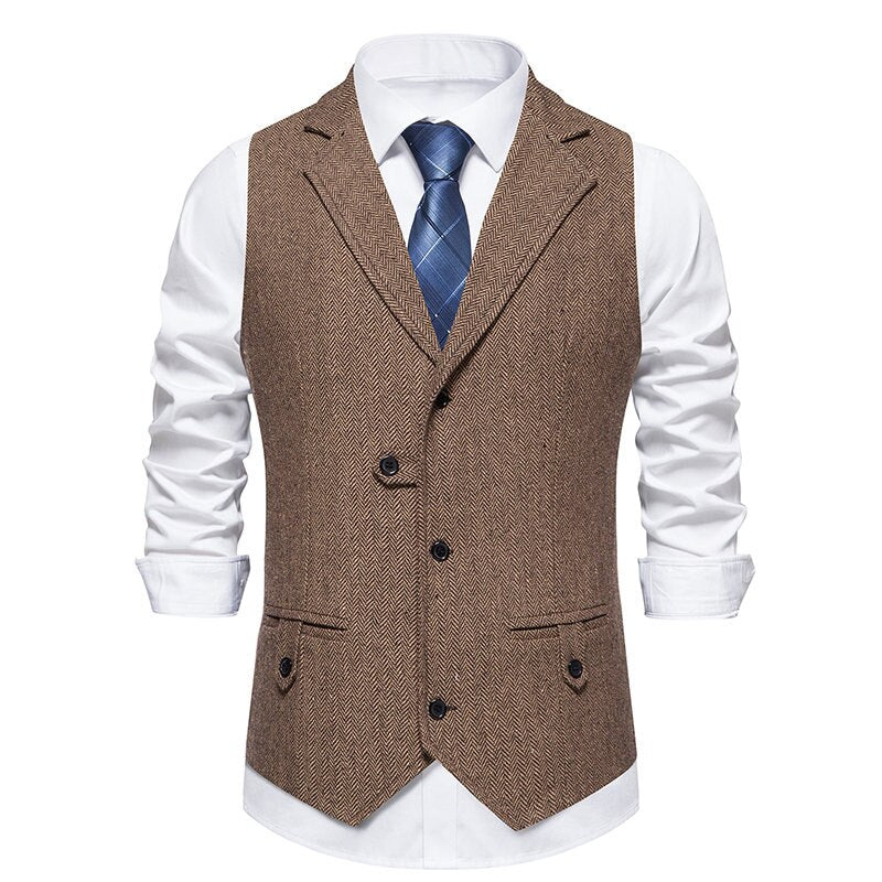 Men Suit Vest Business Casual Blazer Waistcoat Wedding Casual Turn Down Collar Single Breasted Sleeveless Formal Suit Vests Man