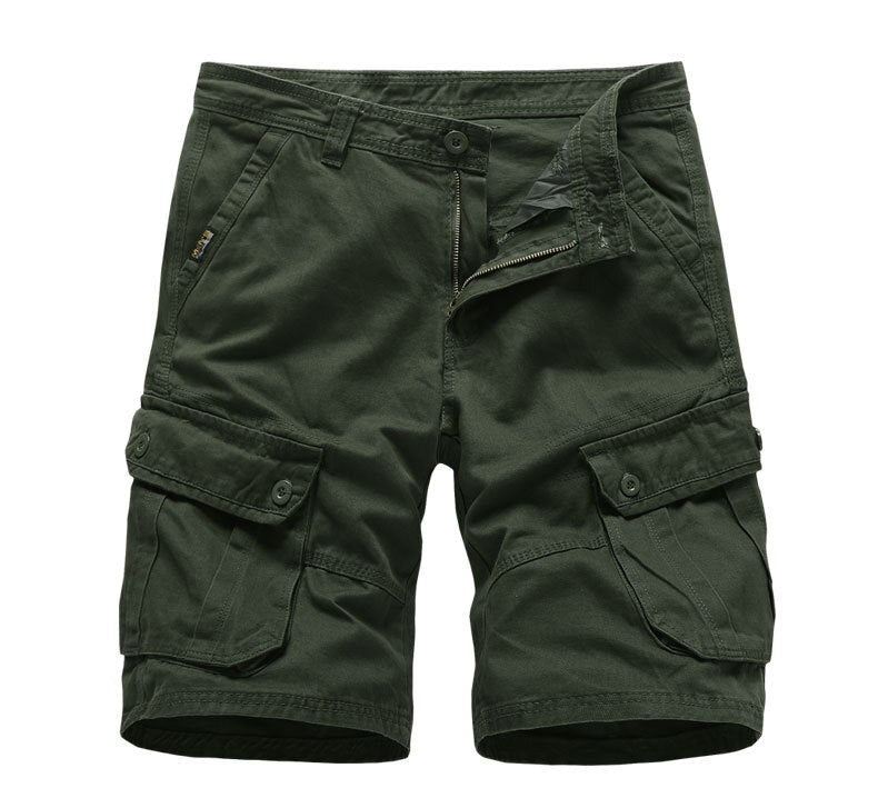 Men Breathable Quick Dry Shorts Hip Hop Knee Length Loose Type Deep Crotch Elastic Waist Straight Multi Pockets Cargo Shorts