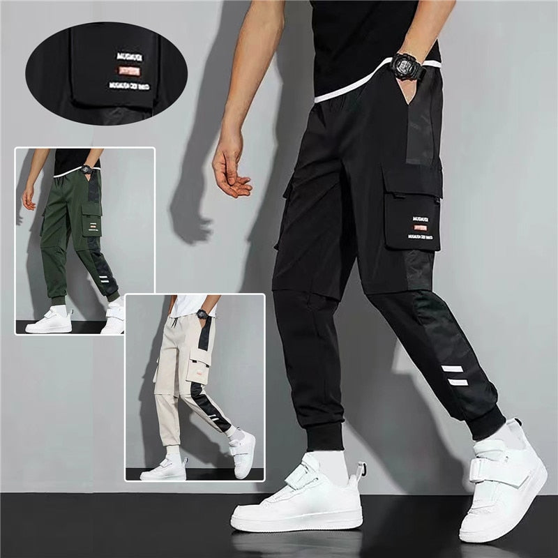 Men Summer Pants Cargo Work Trousers Stretch Waist Loose Multi Pocket Casual Trousers Pants Sports Outdoor Wearing Trousers