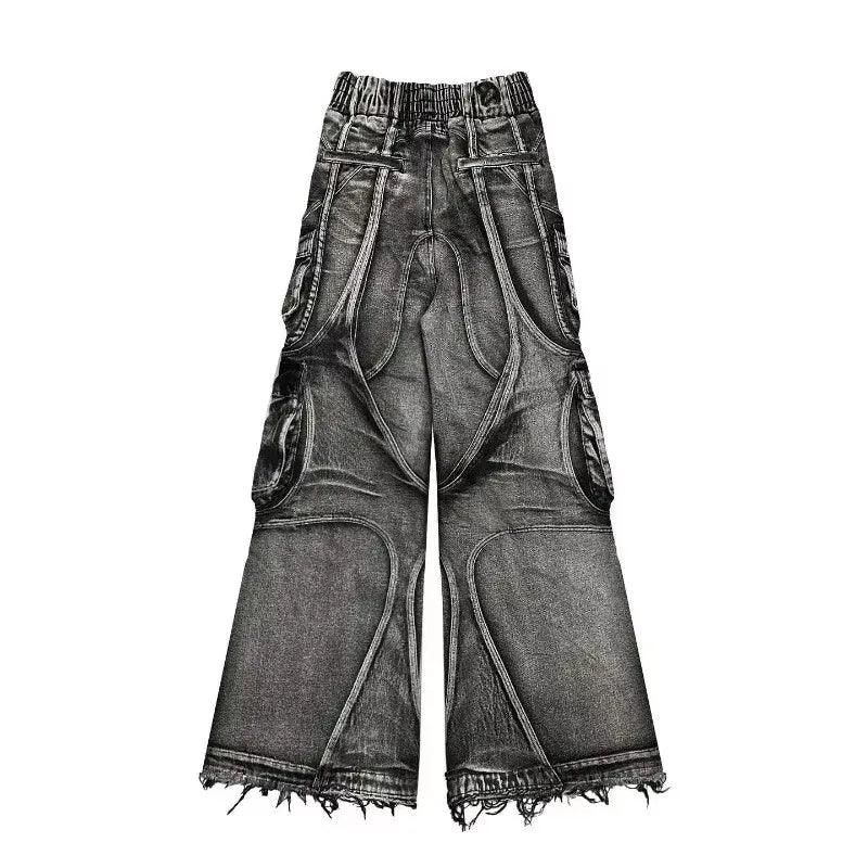 FORUWISH  -  Gothic Retro Hip-Hop Washed Heavy Oversized Loose Jeans Women's Y2K New Trend Harajuku Hip-Hop Joker High-Street Wide-Leg Pants