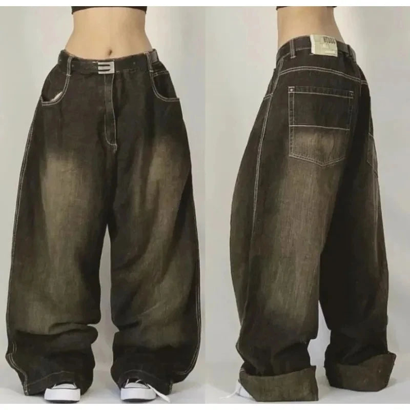 FORUWISH  -  Streetwear New Stylish Three-dimensional Pocket Washed Baggy Jeans Men Y2K Gothic Retro Popular Casual High Waist Wide Leg Pants