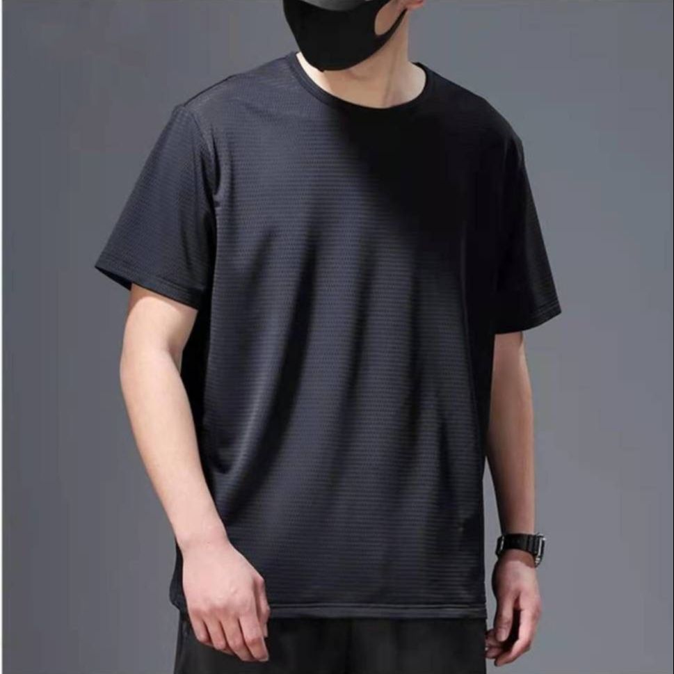 Summer AllSeason Fashion Solid Casual Loose Tess Sport T-Shirts Men'S Top Simple Pullover Short Sleeve Breathable Mesh