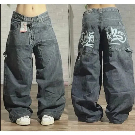 FORUWISH  -  Street clothing 90s jeans Korean Y2K new women's baggy jeans Harajuku Vintage letters blue Gothic casual pants skateboard pants