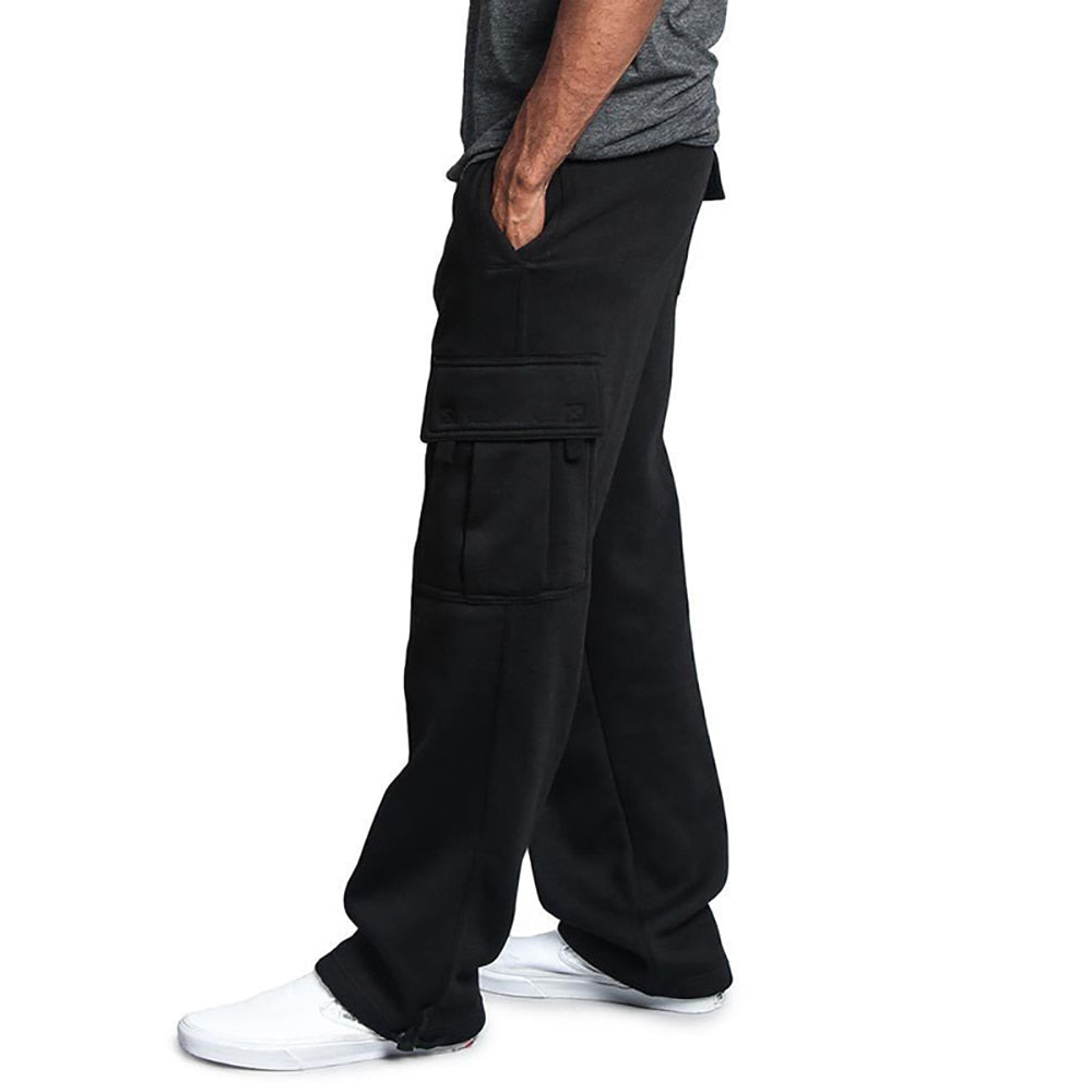 Men Sweatpants Long Pants Loose Sport Fit Jogging Joggers Sweat Pocket Cargo Pants Trousers Plus-size S-4XL