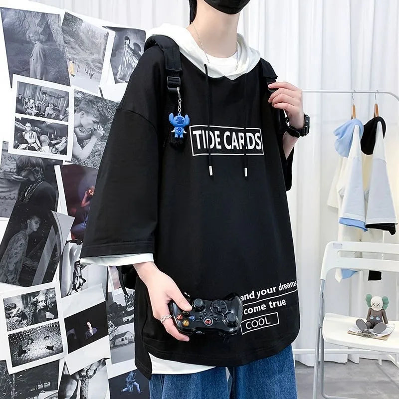 Summer Hoodies Men Hoodies Teens Korean Fashion All-match Loose Breathable Couples Ins Y2k Clothes Tops Streetwear Youthful New