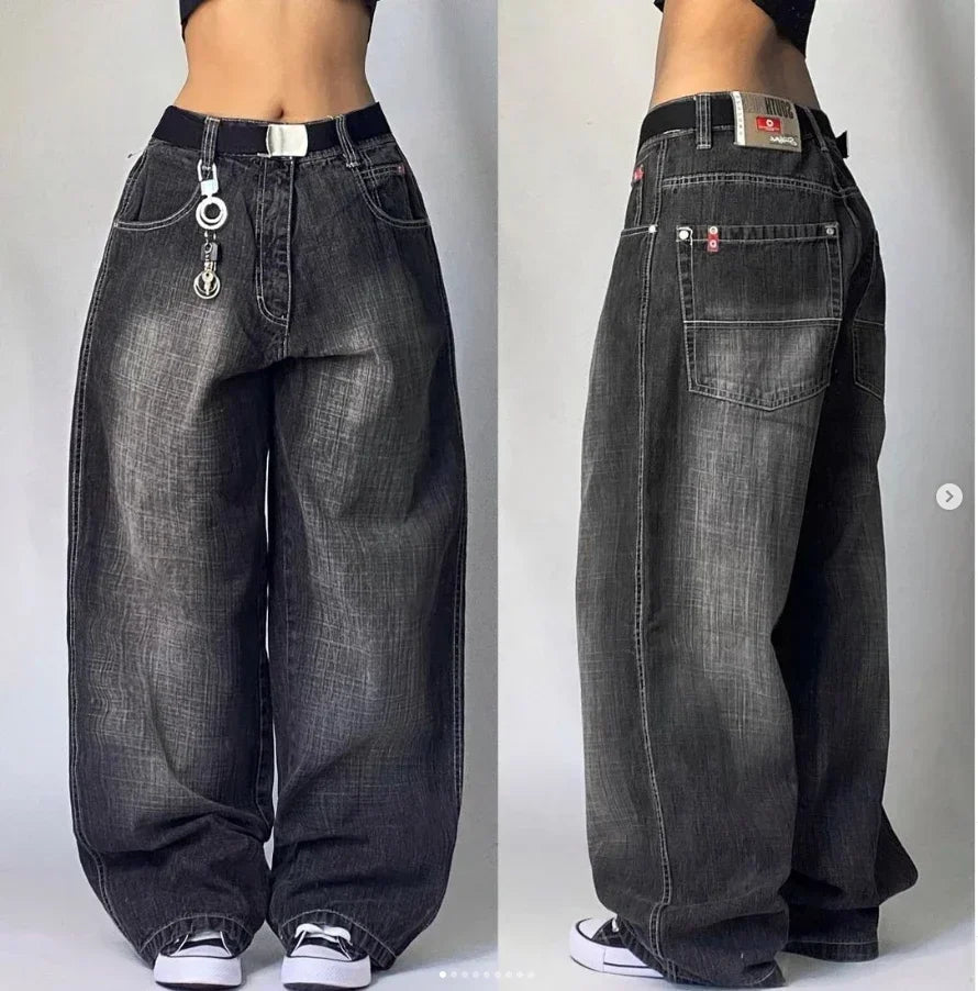 FORUWISH  -  American New Trend 90s Retro Letter Printing Washed Baggy Jeans Female Y2K Harajuku Hip Hop Gothic High Waist Wide Leg Pants