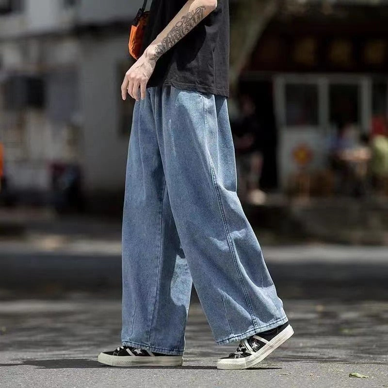 Men Jeans Wide Leg Denim Cargo jean pants Loose Straight Baggy Men's Jeans hip hop Streetwear Skateboard Neutral denim Trousers