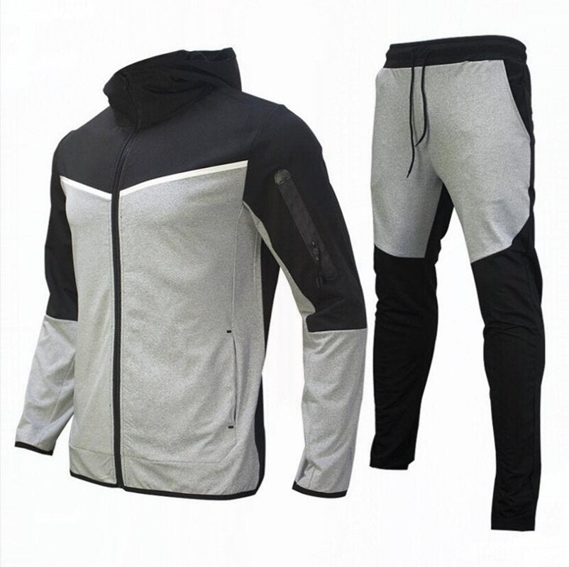 2023 Men Tracksuits 2 Piece Set Black Sports Suit Jogging Men New Brand Designer Style Tech Sweatpants Black Techwear Polyester