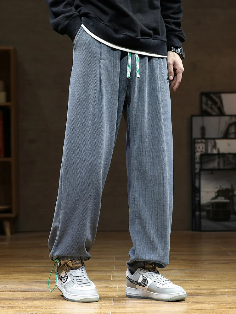 Autumn New Corduroy Sweatpants Men Adjustable Wide Leg Joggers Plus Size Streetwear Casual Straight Long Baggy Pants 8XL