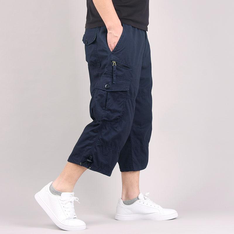 Men's Cargo Shorts Summer Loose Casual Pants Elastic Waist Large Size Outdoor Jogging Sweatpants Trend Multi Pockets