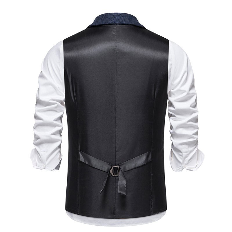 Men Suit Vest Business Casual Blazer Waistcoat Wedding Casual Turn Down Collar Single Breasted Sleeveless Formal Suit Vests Man