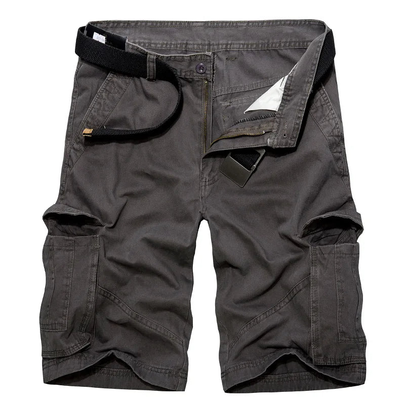 FORUWISH  - New Summer Men Tactical Shorts Multi-Pocket Cotton Male Shorts Cotton Casual New Zipper Straight Man Short Pants