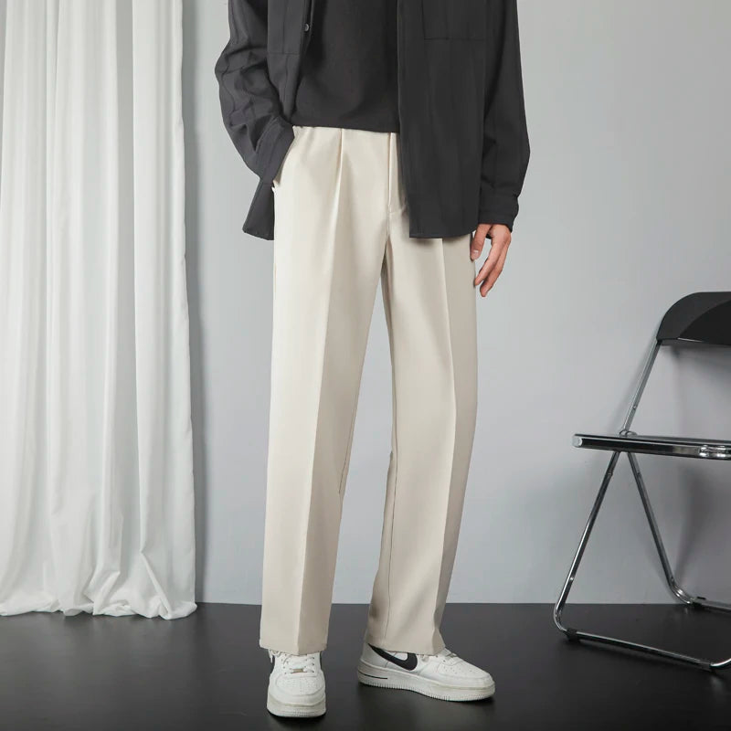 Men's Loose and Straight Flowing Trousers with a Sense of Drape, Spring and Summer Casual Pants, Autumn Suit Pants