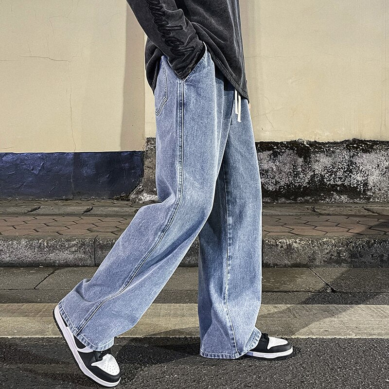 2023 New Korean Fashion Loose Jeans Men Classic Straight Baggy Straight Wide Leg Trousers Street Hip Hop Pants Couple Denim 3XL