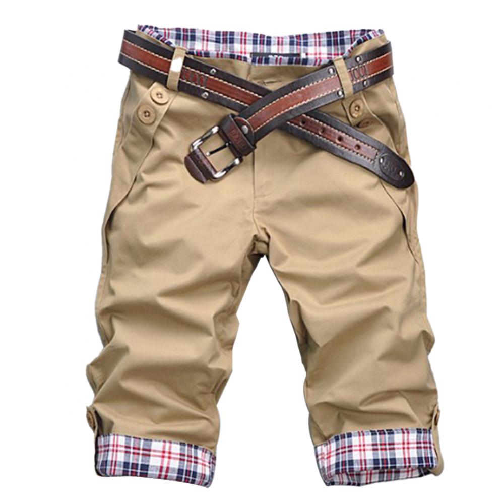 Men Shorts Casual Summer Cargo Loose Quick Dry Beach Plaid Pockets Buttons Fifth Fitness Jogging Workout