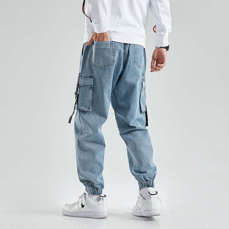 Men Joggers Cargo Denim Pants Baggy Harem Japanese Streetwear Styke Male Ankle Harajuku Casual Hip Hop Jeans Trousers Men