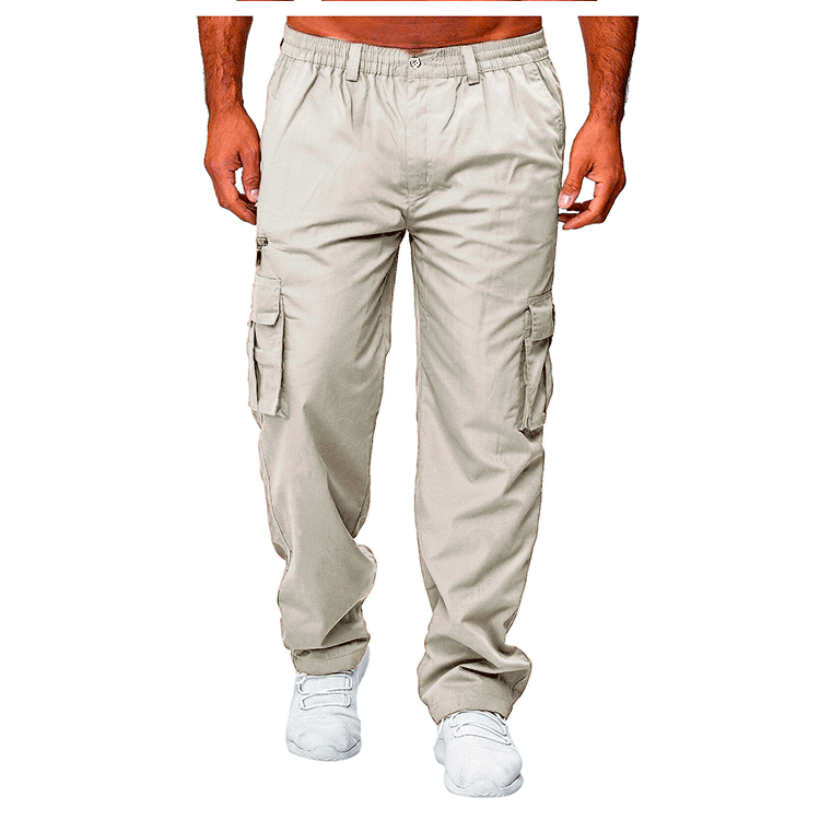 Men Cargo Pants Summer Work Trousers Stretch Waist Loose Multi Pocket Casual Trousers Pants Sports Outdoor Wearing