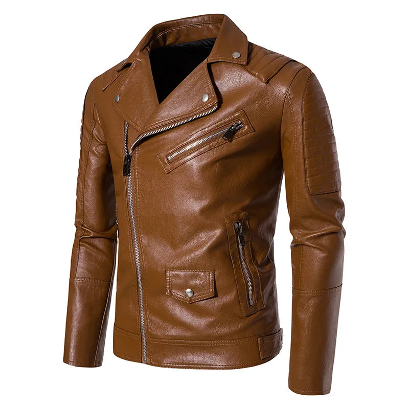 2024 Autumn Winter Men Black Pu Jacket Men Slim Fashion Motorcycle Biker Leather Jacket Male Trendy Handsome Jackets