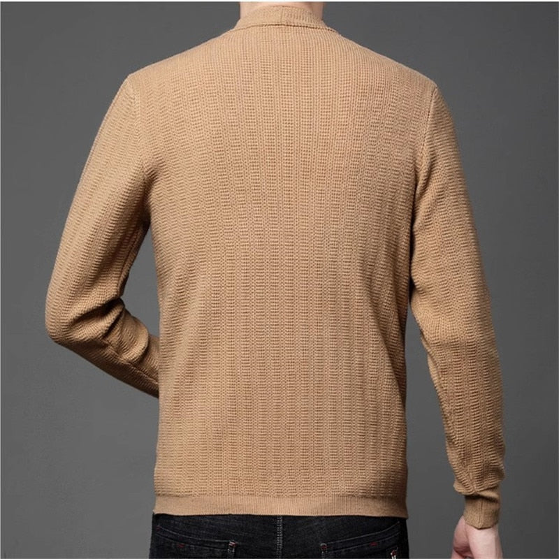 High Quality Autumn Knitted Cardigan Men Fashion Smart Casual Knit Sweatercoat Mens Slim Patchwork Cardigan Sweater Jacket Man