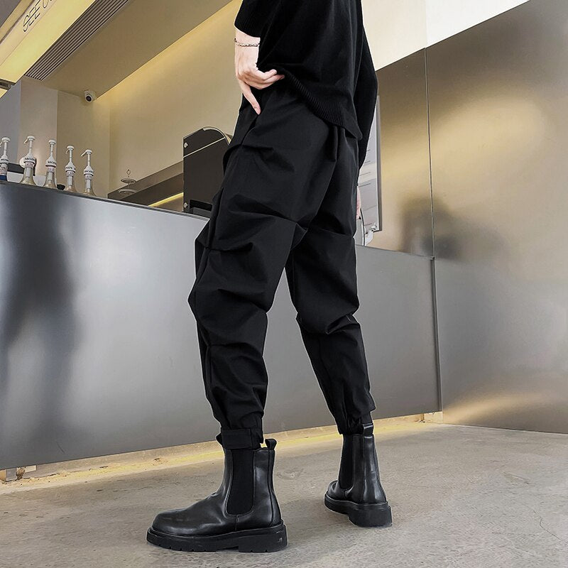 Men 2023 Spring Autumn New Loose Harem Pants Male Solid Color Joggers Cargo Pants Men Sweatpants Streetwear Casual Pants U206