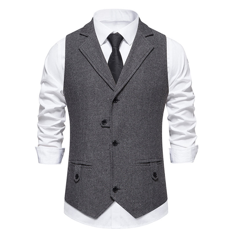 Men Suit Vest Business Casual Blazer Waistcoat Wedding Casual Turn Down Collar Single Breasted Sleeveless Formal Suit Vests Man