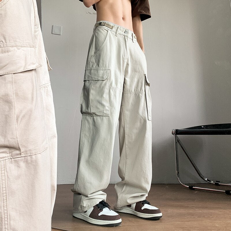 Work pants Japanese men's summer fashion brand versatile straight casual pants ruffian handsome big pocket loose Street handsome