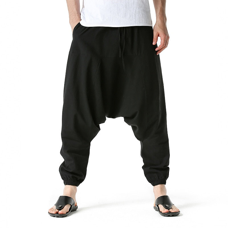 S-3XL!2023 Spring and Autumn New Men's Harem Large Pocket Elastic Trousers Casual Outdoor Party Pants