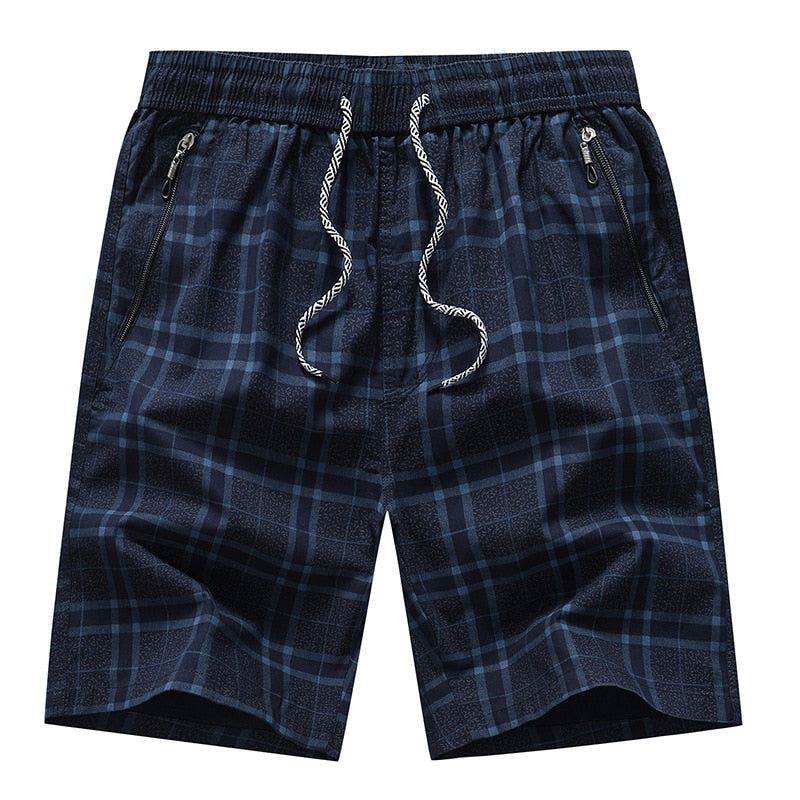 Male Hot 2023 Summer Elastic Waist Mens Plaid Shorts Classic Design Breeches Cotton Casual Beach Short Pants Big Size 44