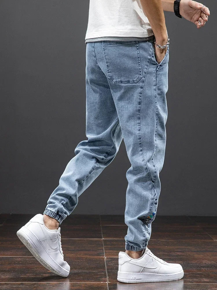 Plus Size 7XL 8XL Spring Summer Cargo Jeans Men Fashion Streetwear Denim Pants Baggy Casual Jogger Harem Jean Trousers Male