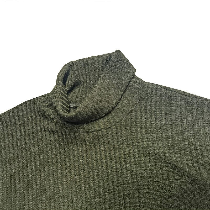 Knitted Basic T-shirt Men Sweater Turtleneck Long Sleeve Solid Casual Sweaters Autumn Mens Clothing Leisure Knit Bottoming Tops