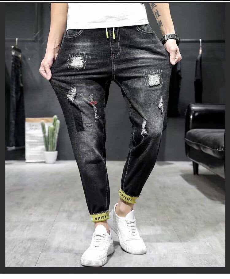 Jeans Men Pants Casual Cotton Denim Trousers Multi Pocket Cargo Jeans Men New Fashion Denim Pencil Pants Side Pockets Cargo