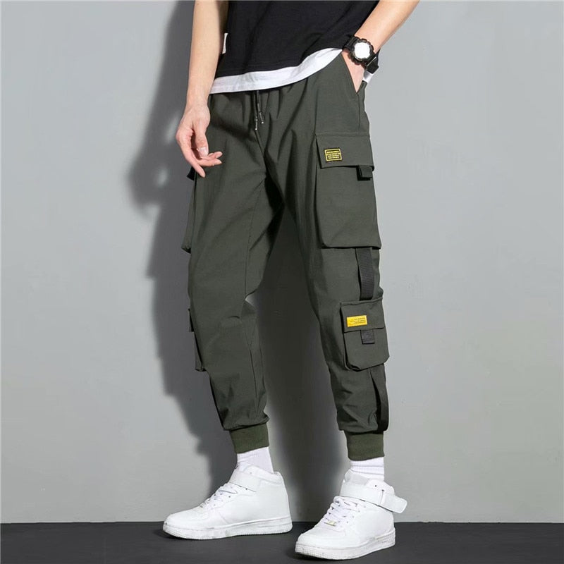 New Hip Hop Joggers Cargo Pants Men Harem Pants Multi-Pocket Ribbons Man Sweatpants Streetwear Casual Pants Mens Sweatpants