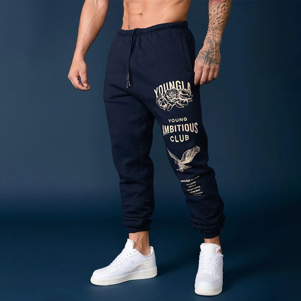 Fashion Fitness Pants Men's Fall And Winter Loose And Thick Bunched Feet Outdoor Sports Pants American Basketball Training Pant