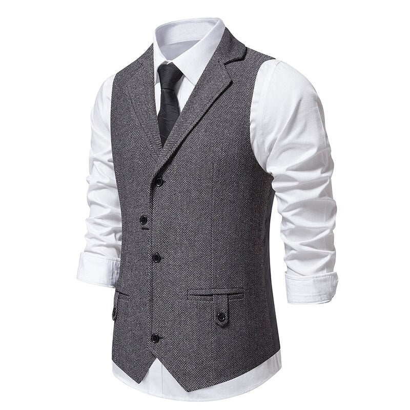 Men Suit Vest Business Casual Blazer Waistcoat Wedding Casual Turn Down Collar Single Breasted Sleeveless Formal Suit Vests Man