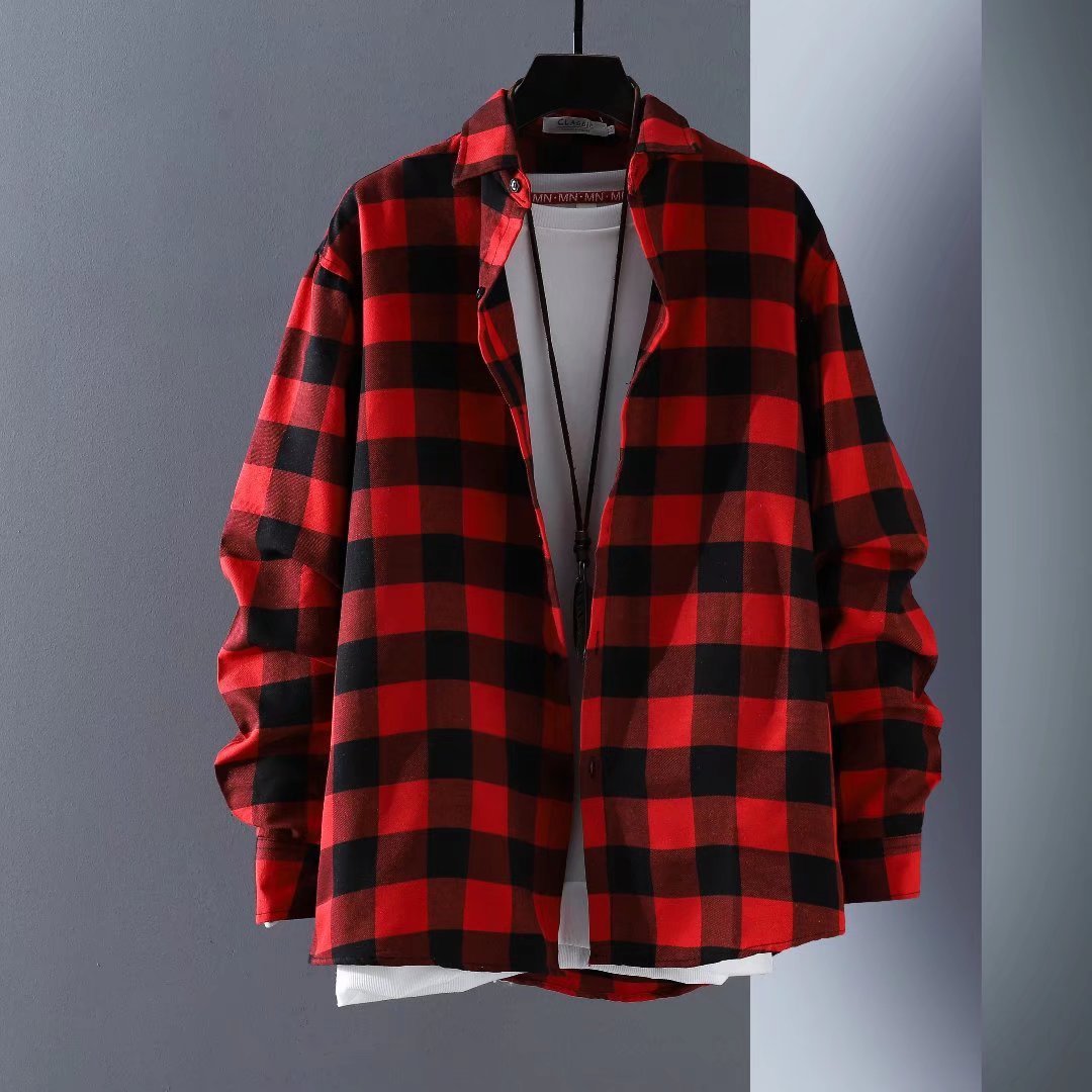 Luxury Business Black White Plaid Shirt Men's Korean Fashion Long Sleeved Jacket Collar Slim Fit Shirts And Blouses For Men