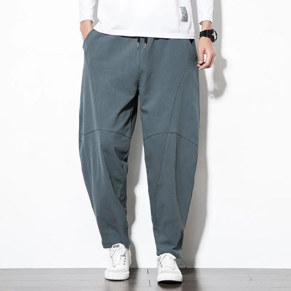 Chinese Style Harem Pants Men Streetwear Casual Joggers Mens Pants Cotton Linen Sweatpants Ankle-length Men Trousers S-3XL